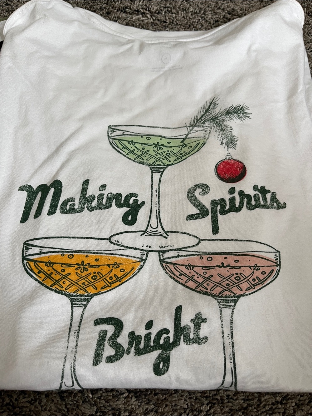 Goodfellow & Co White Graphic 'Making Spirits Bright' Tee. Medium. Men !